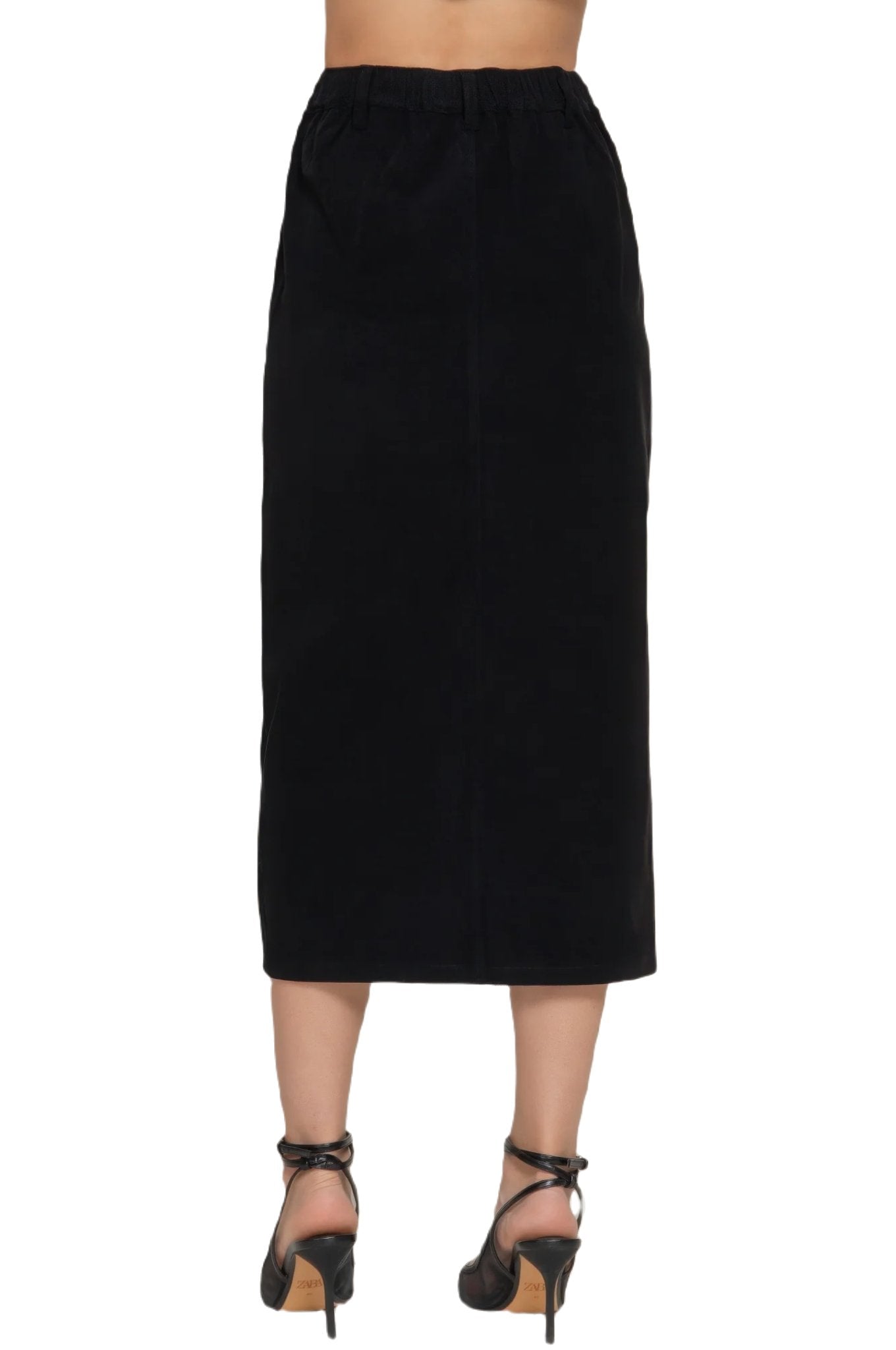 Front Open Slit Corduroy Midi Skirt - PureLove Designs LLC