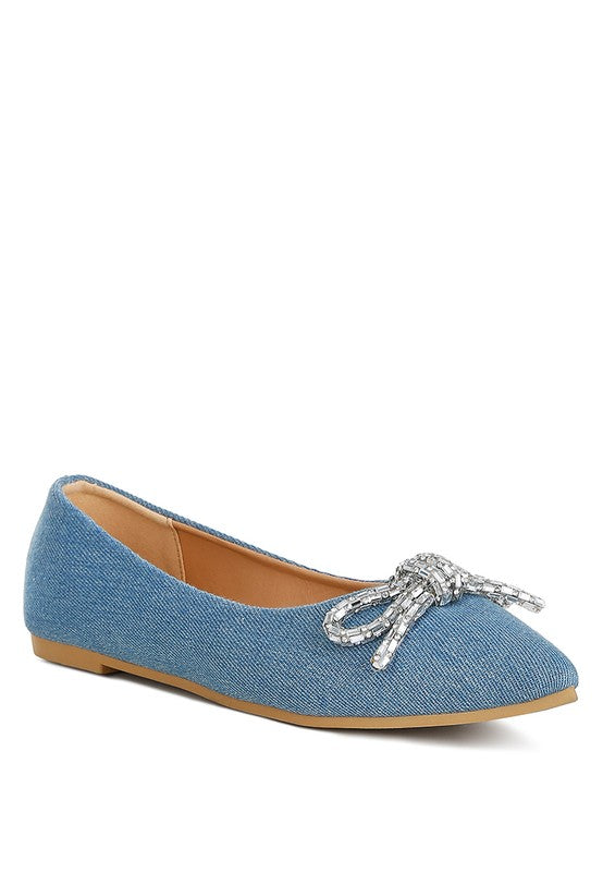 Ellerby Embellished Bow Detail Ballet Flats - PureLove Designs LLC