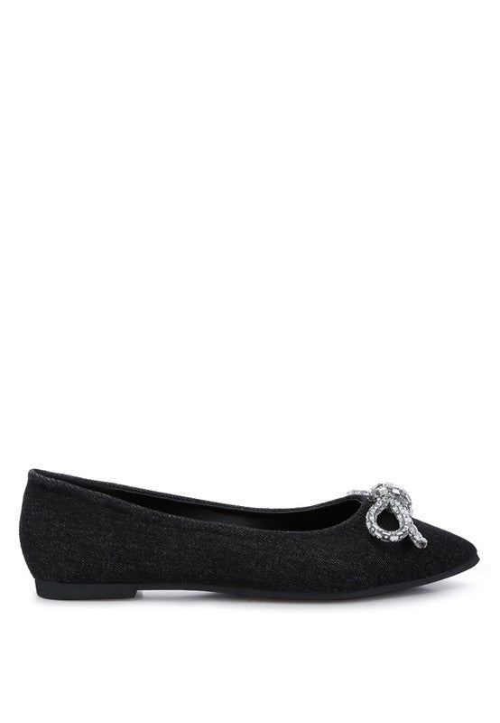 Ellerby Embellished Bow Detail Ballet Flats - PureLove Designs LLC