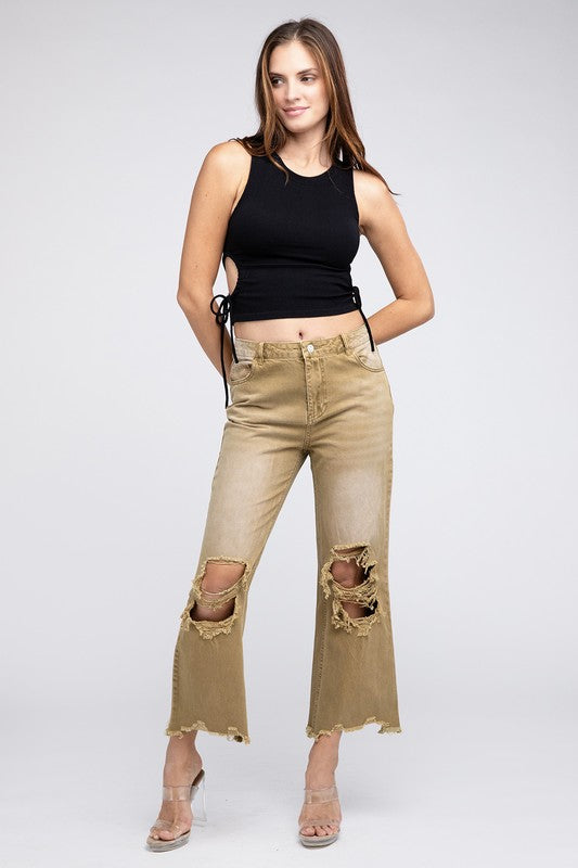 Distressed Vintage Washed Wide Leg Pants - PureLove Designs LLC