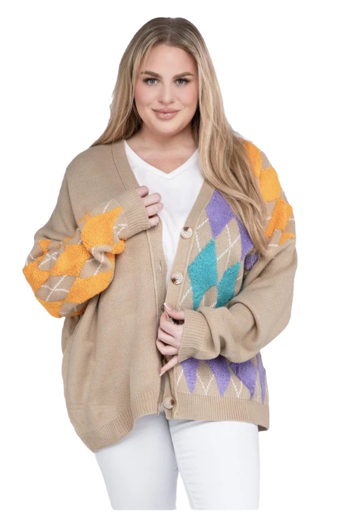 Plus V Neck Button Front Cardigan - PureLove Designs LLC