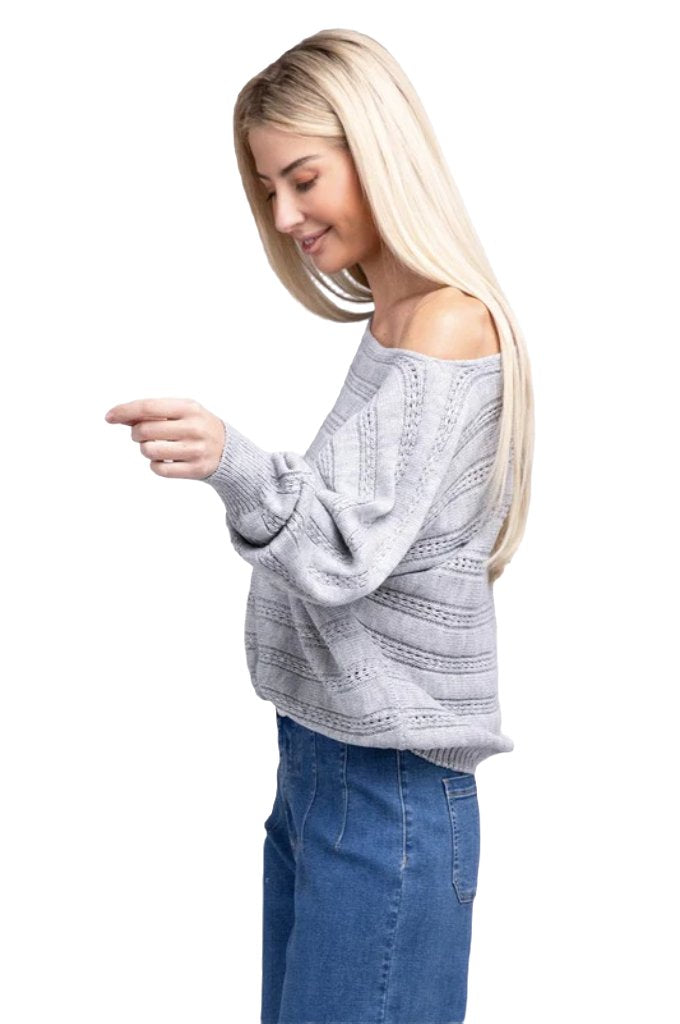 Boat Neck Cable Knit Sweater - PureLove Designs LLC
