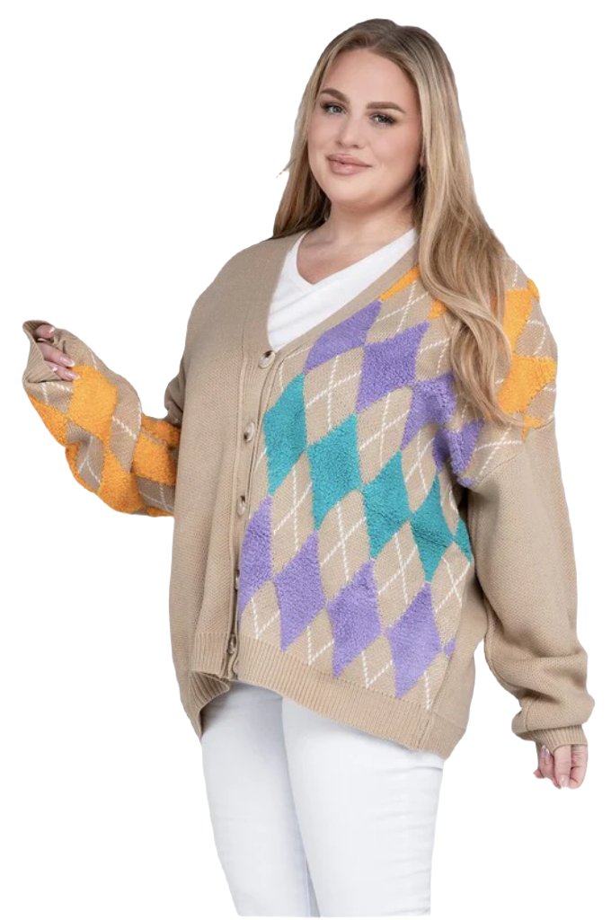 Plus V Neck Button Front Cardigan - PureLove Designs LLC