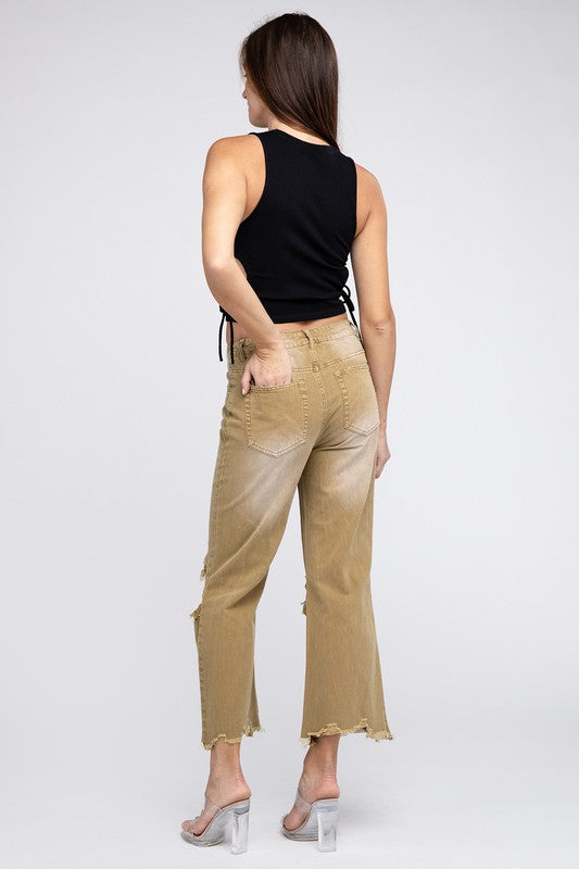 Distressed Vintage Washed Wide Leg Pants - PureLove Designs LLC