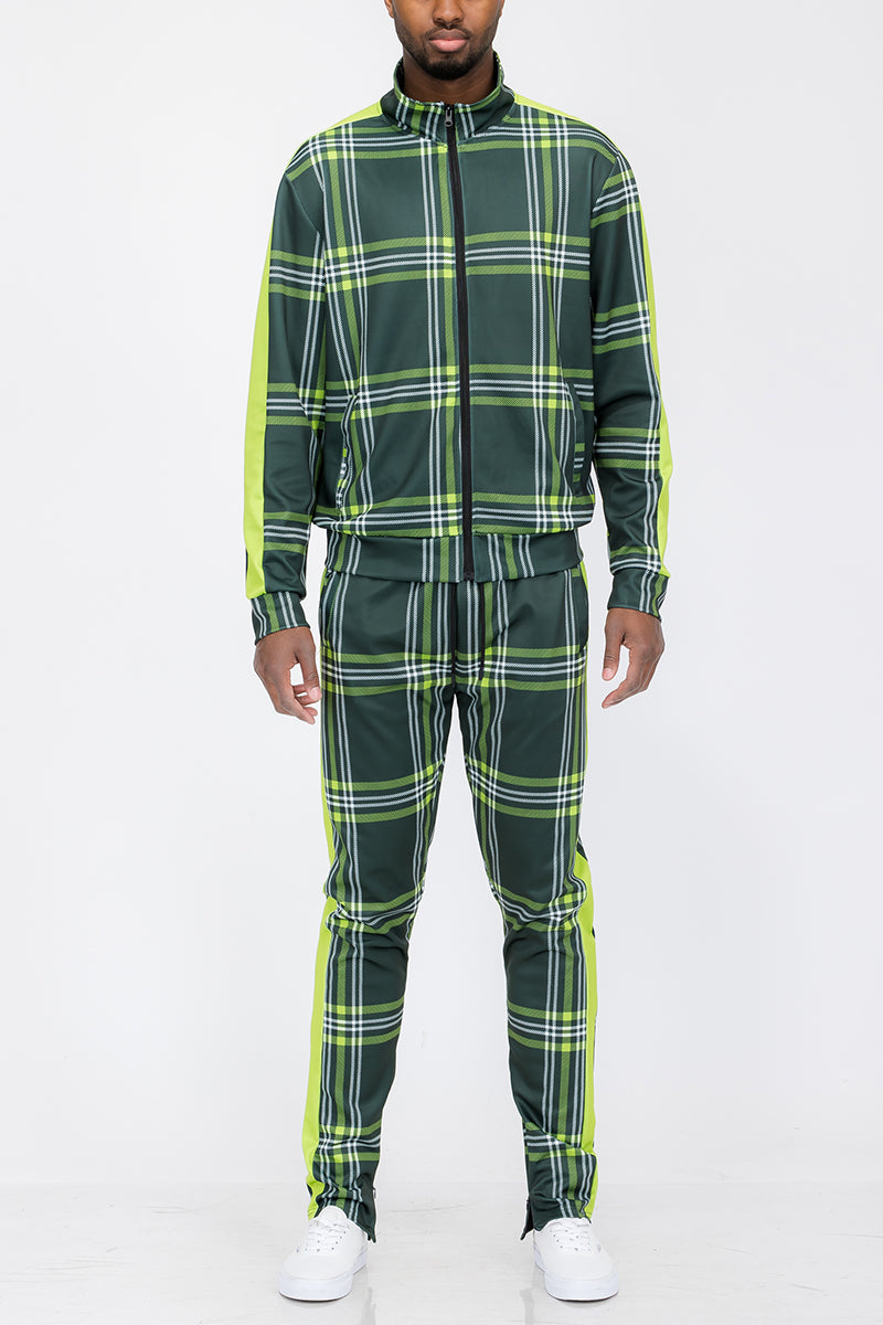 Plaid Track Jacket and Pant Set - PureLove Designs LLC
