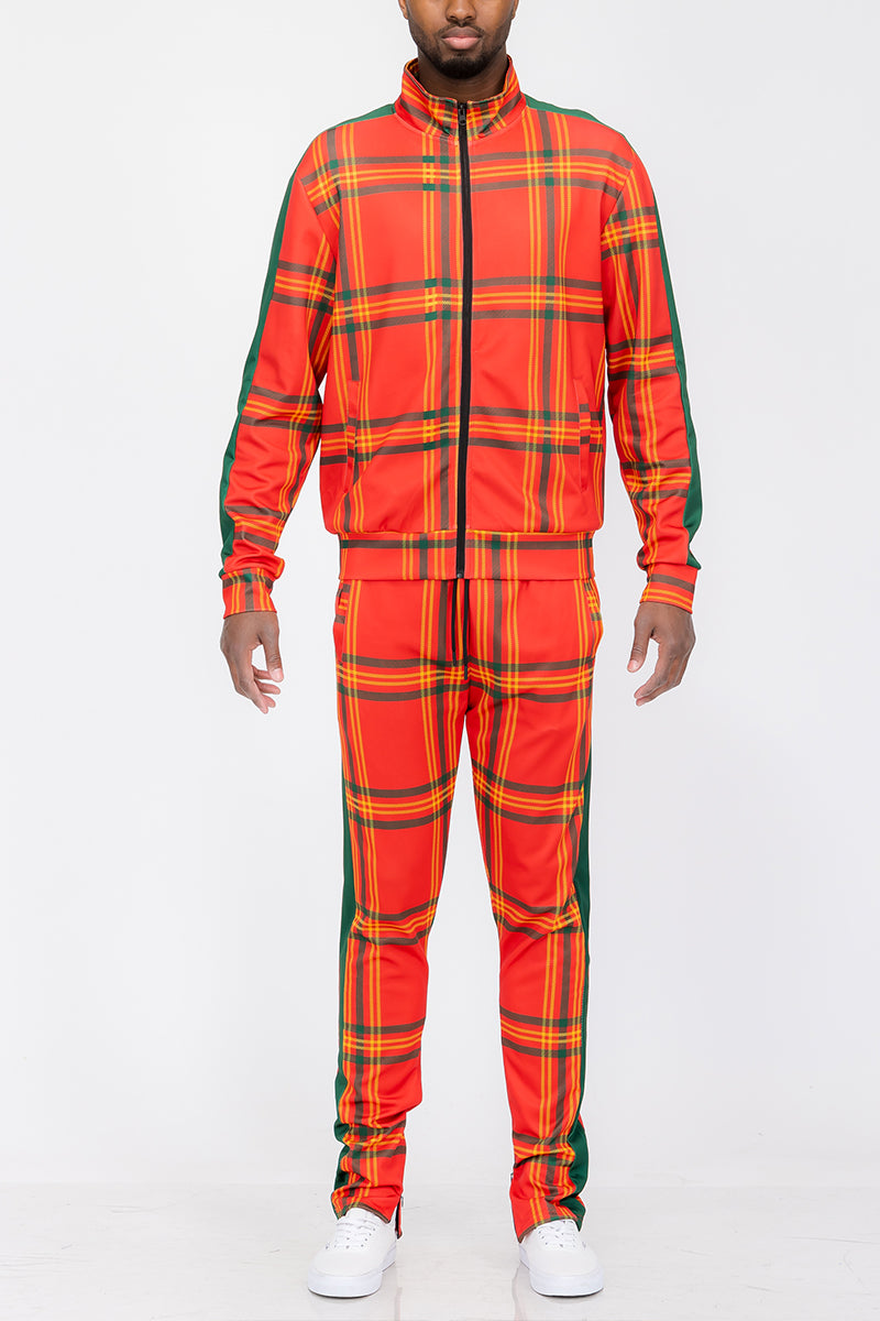 Plaid Track Jacket and Pant Set - PureLove Designs LLC