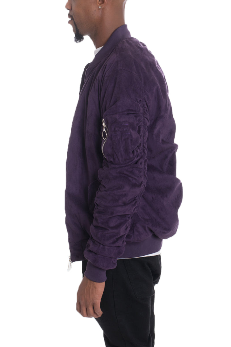 Plum Faux Suede Tagged Bomber - PureLove Designs LLC