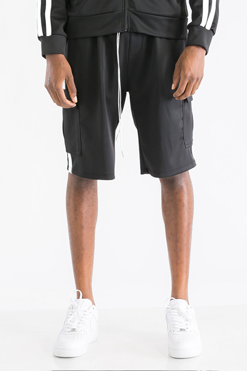 TWO STRIPE CARGO POCKET TRACK SHORTS - PureLove Designs LLC