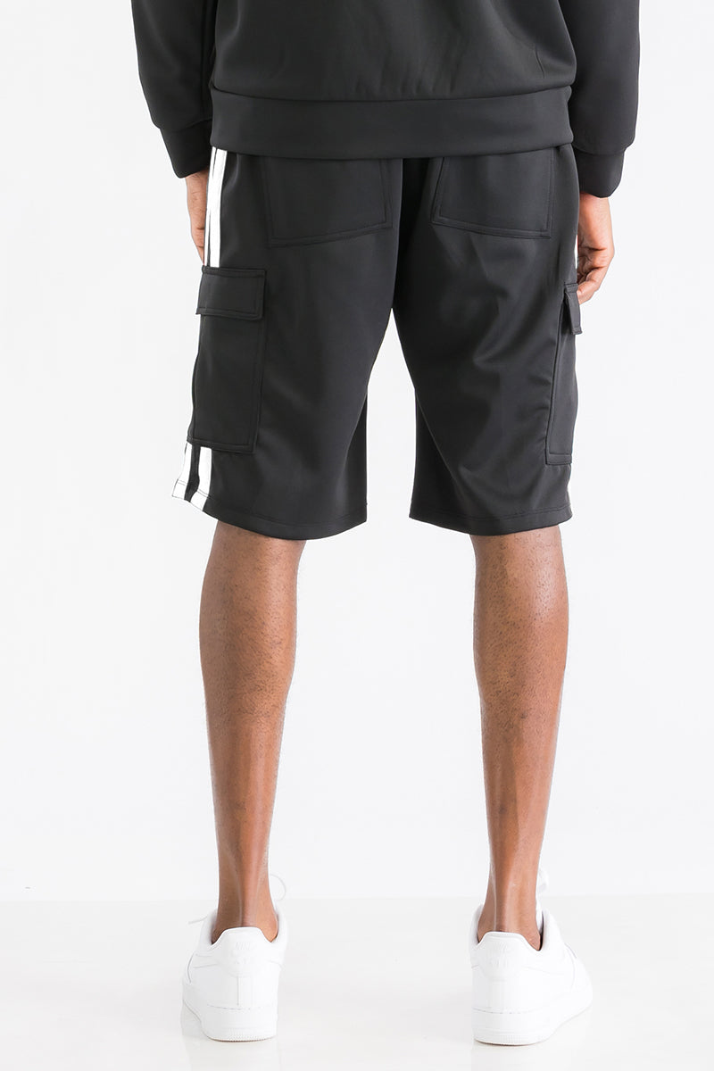 TWO STRIPE CARGO POCKET TRACK SHORTS - PureLove Designs LLC