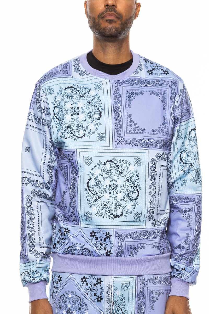 Paisley All Over Print Crewneck Sweatshirt - PureLove Designs LLC