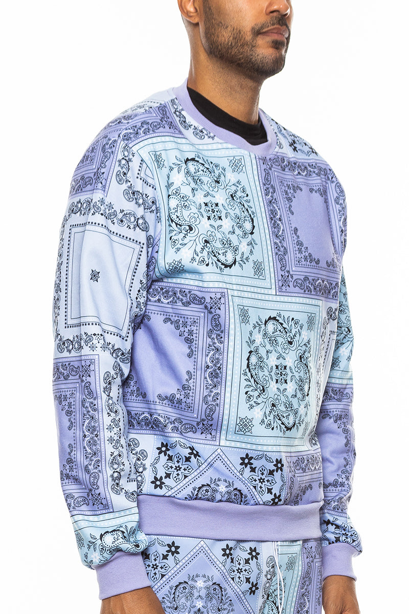 Paisley All Over Print Crewneck Sweatshirt - PureLove Designs LLC