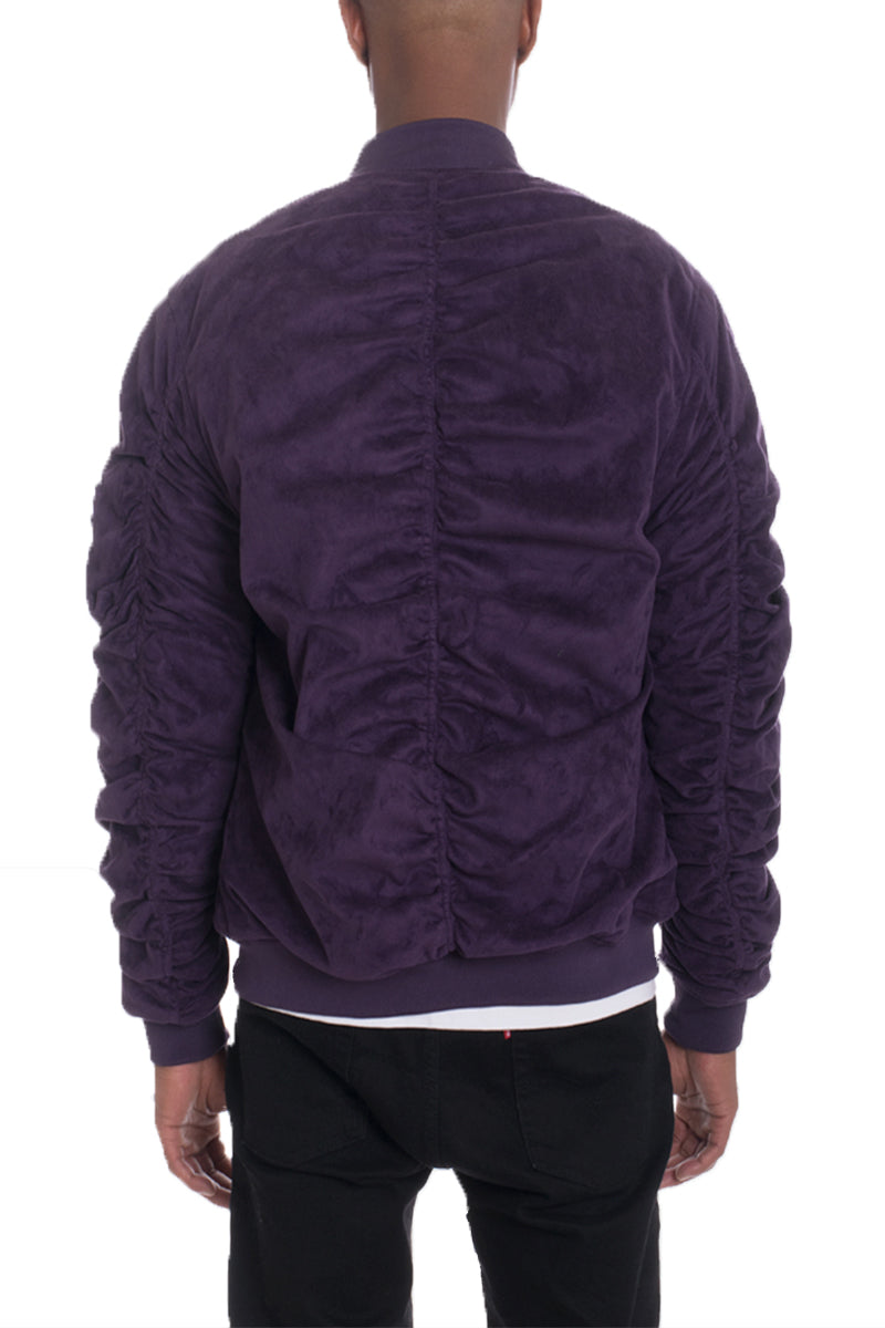 Plum Faux Suede Tagged Bomber - PureLove Designs LLC