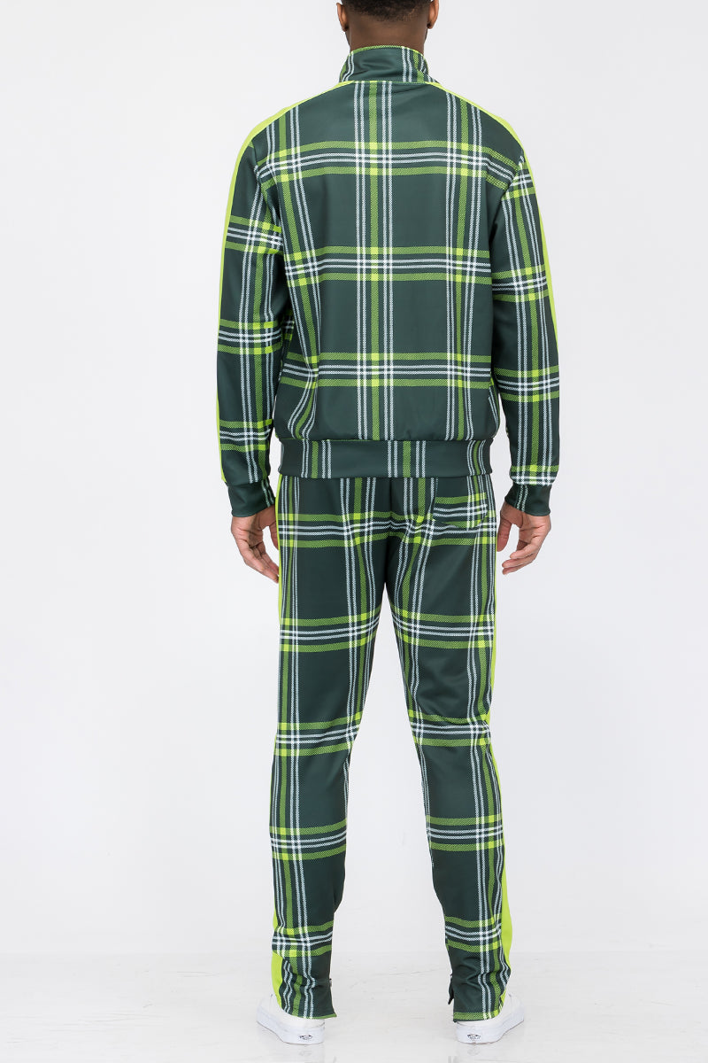 Plaid Track Jacket and Pant Set - PureLove Designs LLC