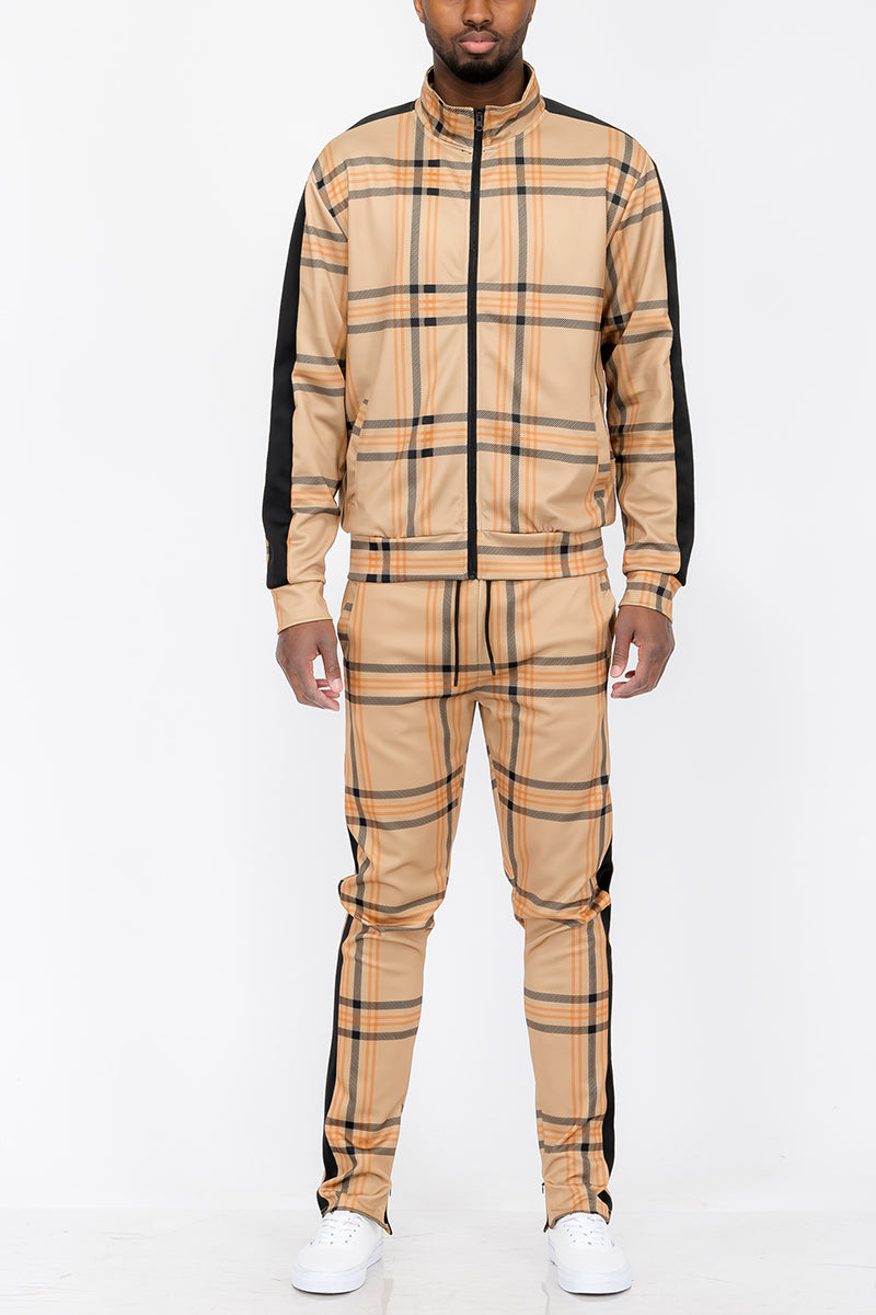 Plaid Track Jacket and Pant Set - PureLove Designs LLC