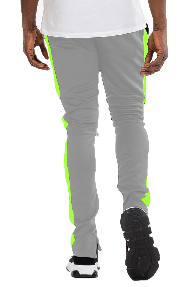 CLASS SLIM FIT TRACK PANTS- GREY/ LIME - PureLove Designs LLC
