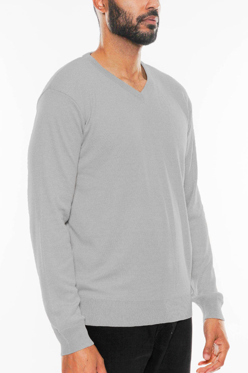 Solid Vneck Knit Pullover Sweater - PureLove Designs LLC