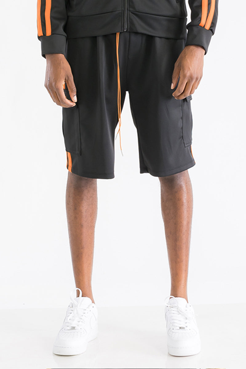 TWO STRIPE CARGO POCKET TRACK SHORTS - PureLove Designs LLC
