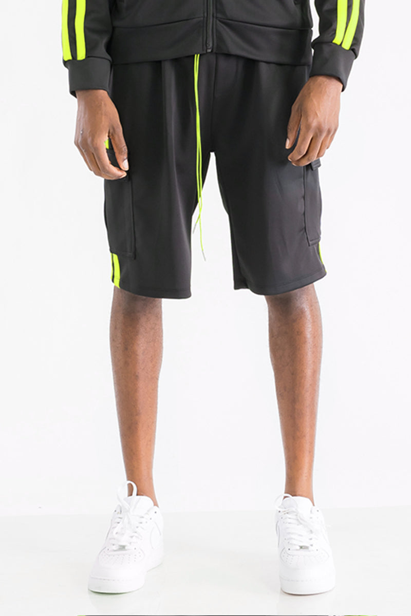 TWO STRIPE CARGO POCKET TRACK SHORTS - PureLove Designs LLC