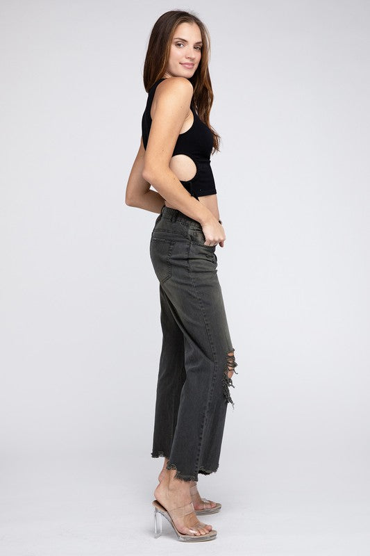Distressed Vintage Washed Wide Leg Pants - PureLove Designs LLC
