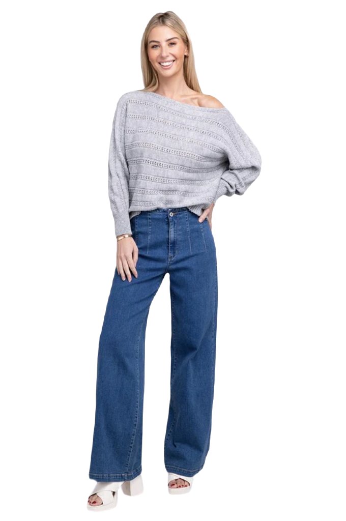 Boat Neck Cable Knit Sweater - PureLove Designs LLC