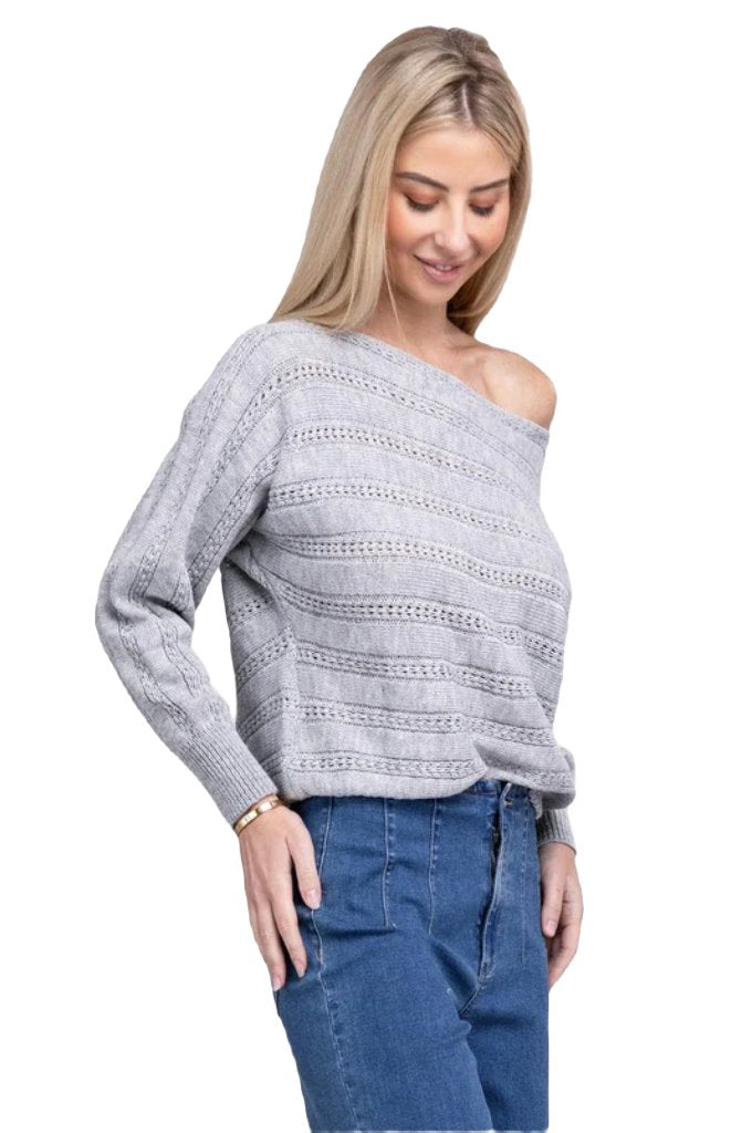 Boat Neck Cable Knit Sweater - PureLove Designs LLC