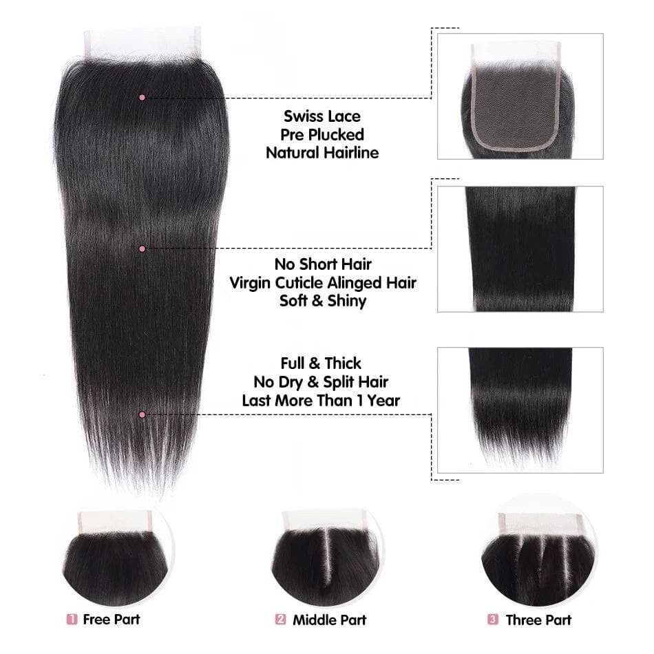Premium Virgin Lace Closure with Preplucked Hairline - PureLove Designs LLC