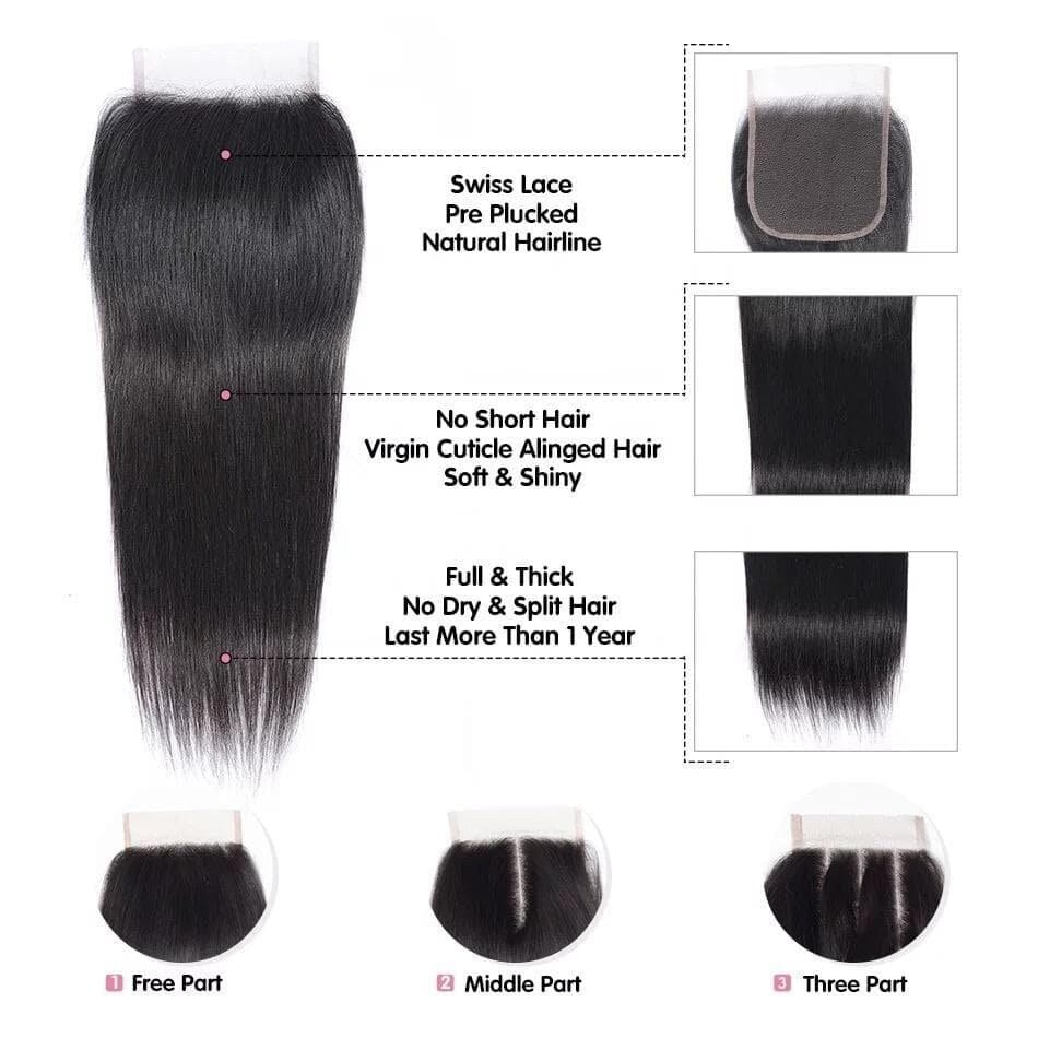 Premium Virgin Lace Closure with Preplucked Hairline - PureLove Designs LLC