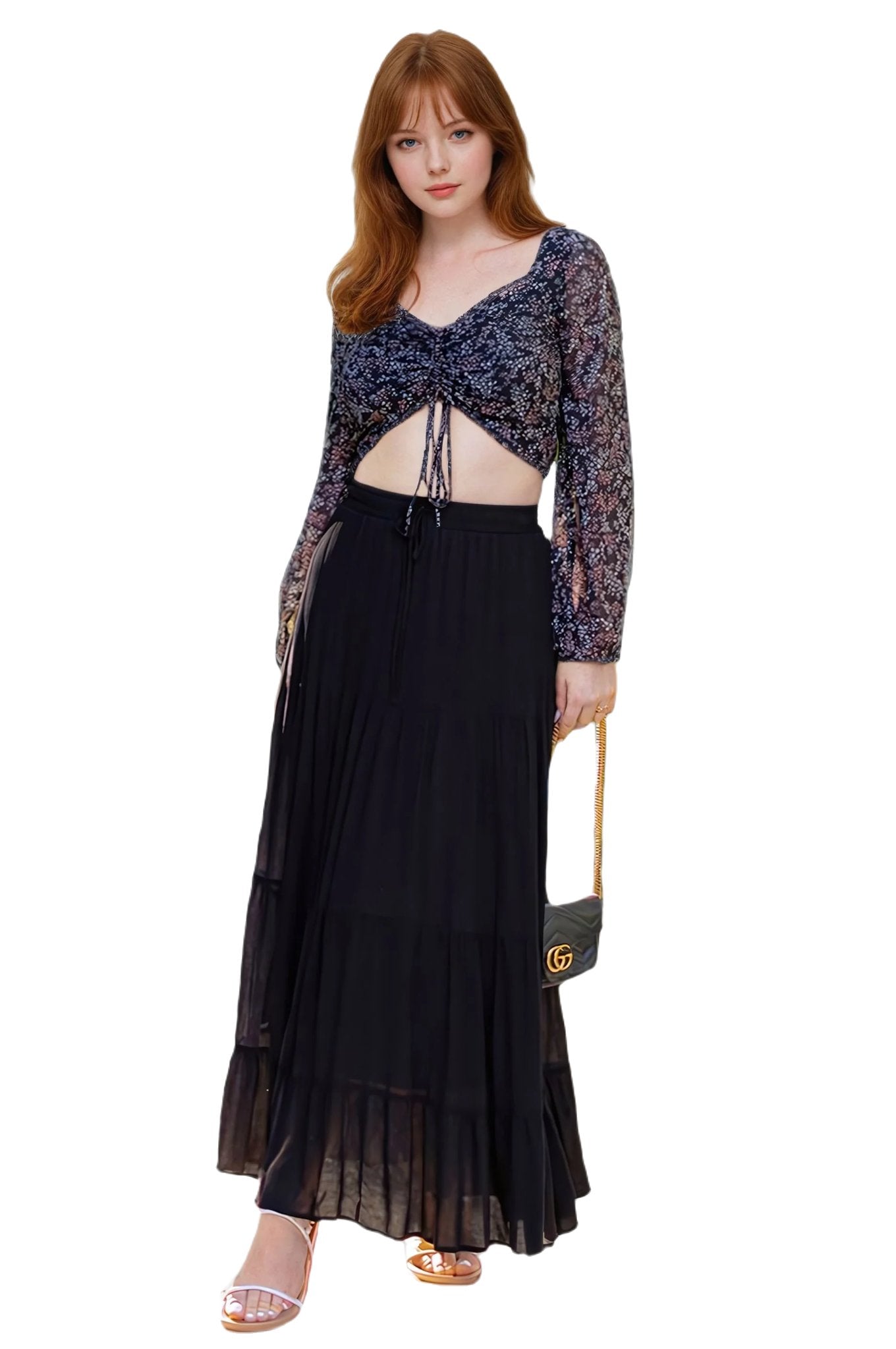 Solid Maxi Skirt, Boho Skirt, Tiered skirt in Black - PureLove Designs LLC
