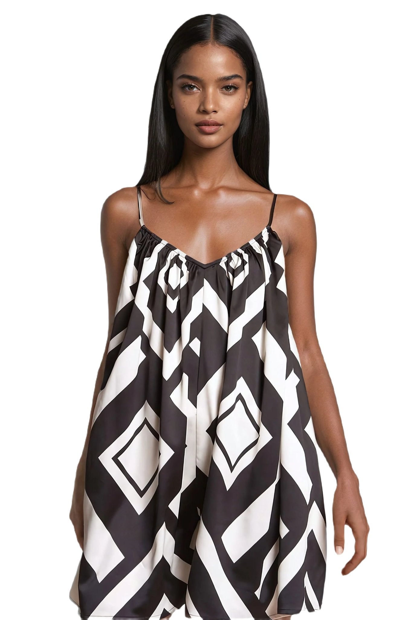 Boho Romper, Black and White romper, women's jumpsuit, playsuit - PureLove Designs LLC