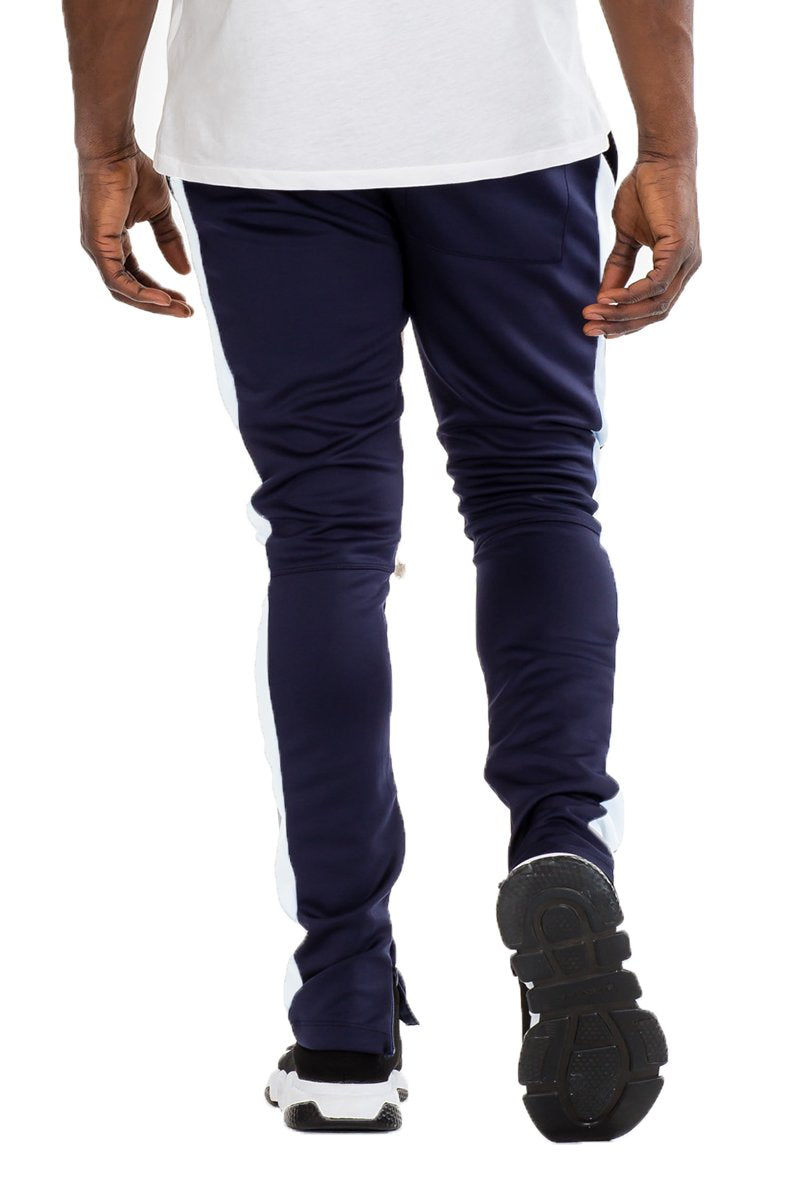 CLASSIC SLIM FIT TRACK PANTS- NAVY/ WHITE - PureLove Designs LLC