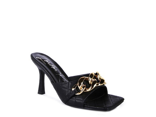 MERMAID Quilted Metal Chain Heeled Sandals - PureLove Designs LLC