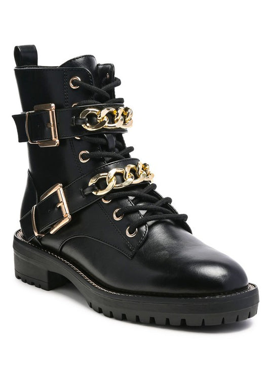 BILLY ATTA GIRL METAL CHAIN DETAIL BIKE BOOT - PureLove Designs LLC
