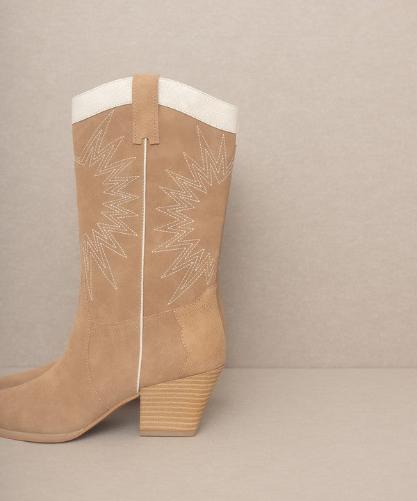 OASIS SOCIETY Halle - Paneled Cowboy Boots - PureLove Designs LLC
