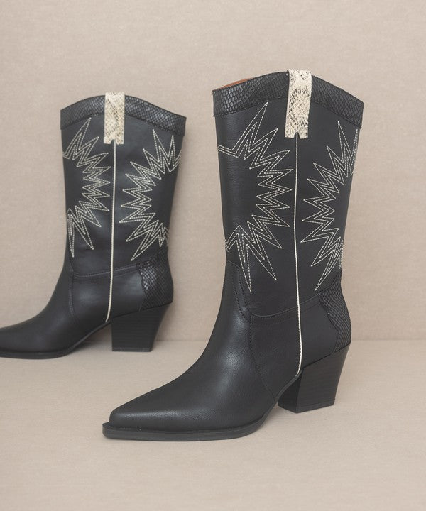 OASIS SOCIETY Halle - Paneled Cowboy Boots - PureLove Designs LLC