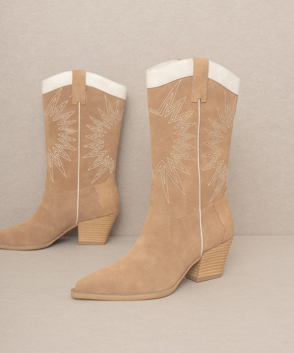 OASIS SOCIETY Halle - Paneled Cowboy Boots - PureLove Designs LLC