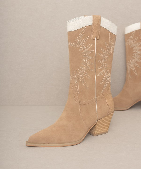 OASIS SOCIETY Halle - Paneled Cowboy Boots - PureLove Designs LLC