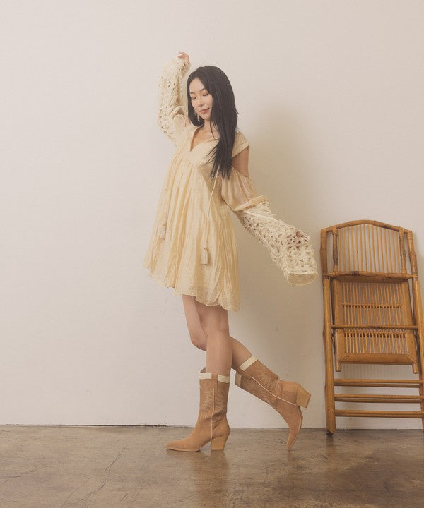 OASIS SOCIETY Halle - Paneled Cowboy Boots - PureLove Designs LLC