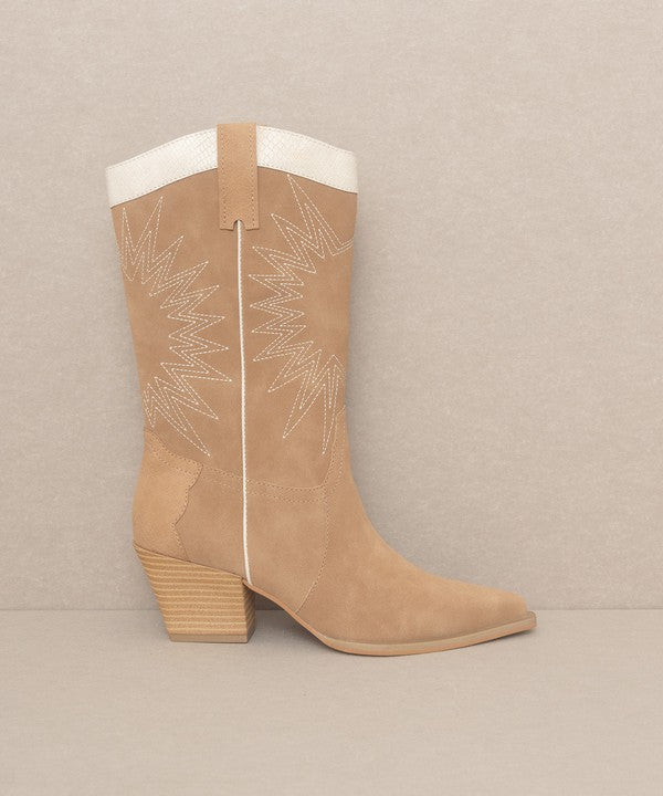 OASIS SOCIETY Halle - Paneled Cowboy Boots - PureLove Designs LLC
