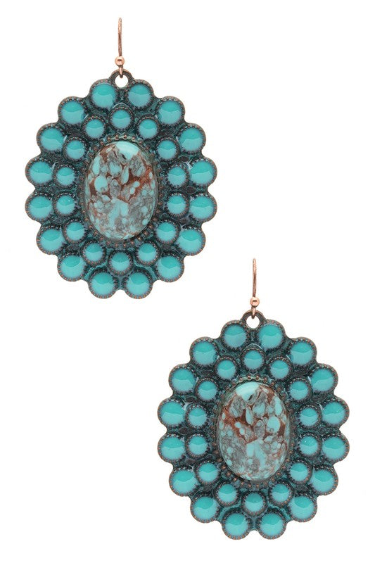 Turquoise Stone Drop Western Earrings - PureLove Designs LLC