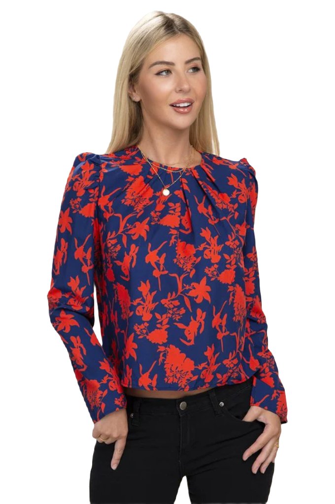 Floral Print  Puff Sleeve Blouse - PureLove Designs LLC