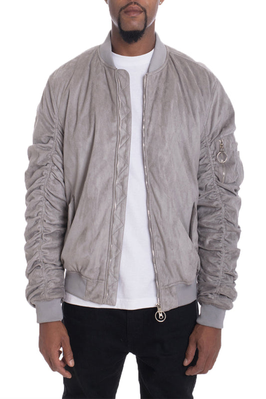 Grey Smoke Faux Suede Tagged Bomber - PureLove Designs LLC
