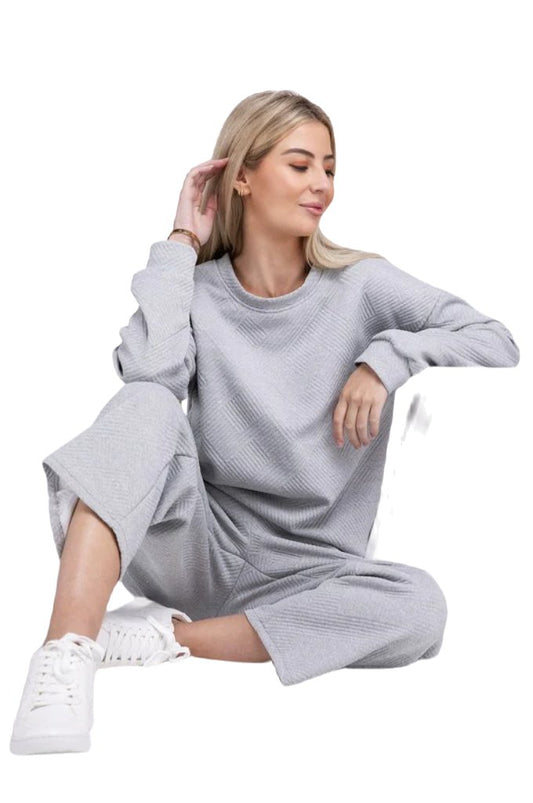 Textured Fabric Top and Pants Casual Set - PureLove Designs LLC