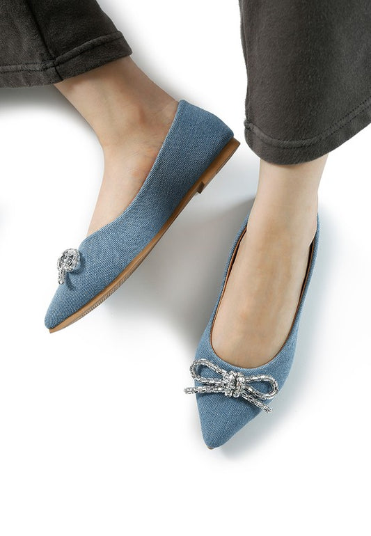 Ellerby Embellished Bow Detail Ballet Flats - PureLove Designs LLC
