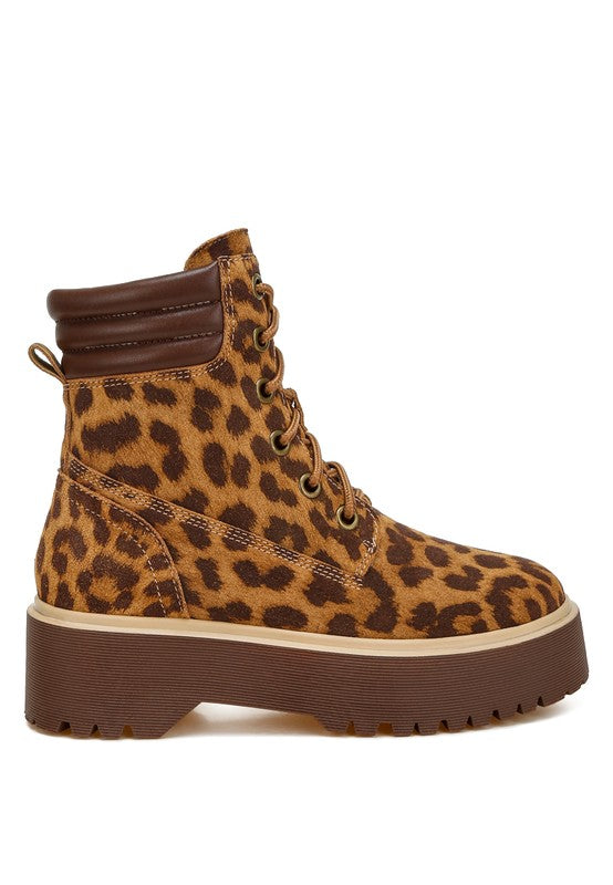 Ujola High Ankle Leopard Print Suede Boots - PureLove Designs LLC