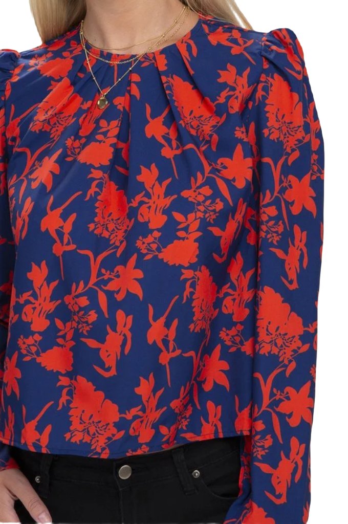 Floral Print  Puff Sleeve Blouse - PureLove Designs LLC