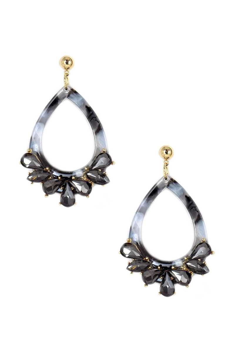 Acetate Rhinestone Teardrop Dangle Earring - PureLove Designs LLC