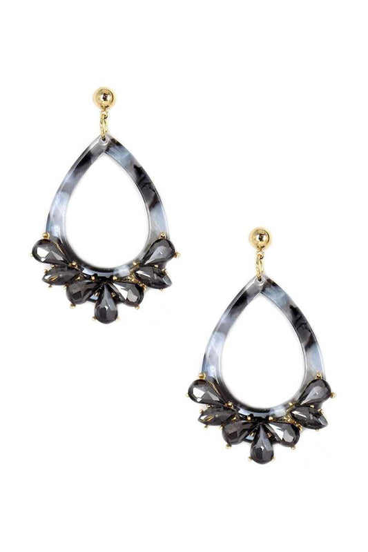 Acetate Rhinestone Teardrop Dangle Earring - PureLove Designs LLC