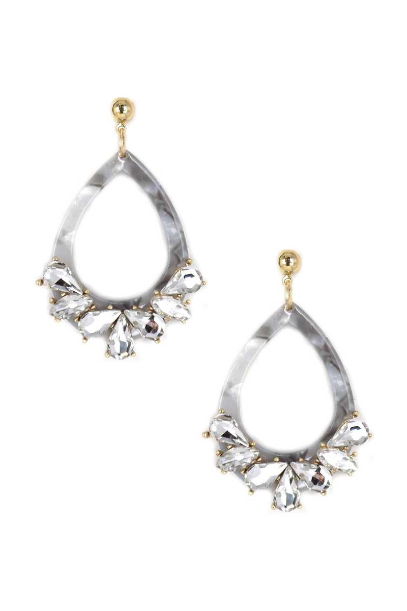 Acetate Rhinestone Teardrop Dangle Earring - PureLove Designs LLC