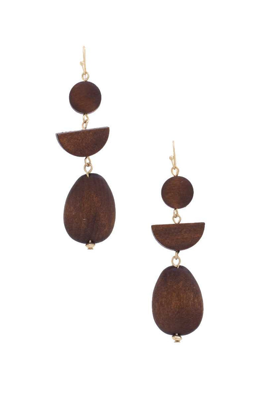 Geometric Wood Bead Dangle Earring - PureLove Designs LLC