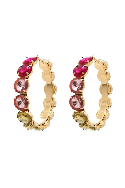 Rhinestone 3.25 Inch Classic Hoop Earring - PureLove Designs LLC